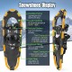 Lightweight 21-inch snowshoes with durable aluminum frame, PE decking, and adjustable ratchet system for easy movement.